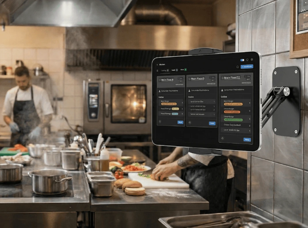 Pantalla de cocina sobre el pase