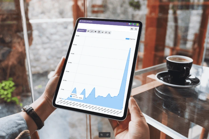 Gráfico de ventas en una tablet
